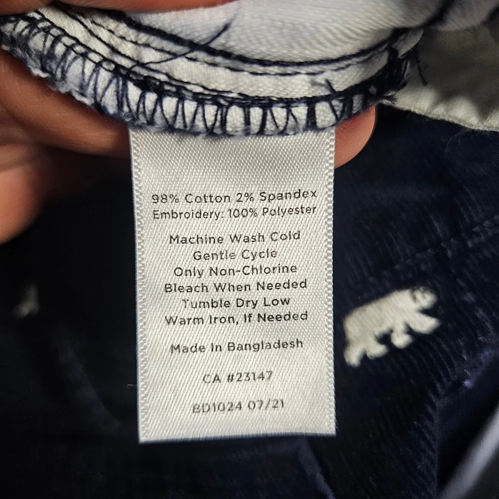 Talbots Corduroy Straight Leg Pants Navy Blue Polar Bear Embroidered Size 6P - Picture 5 of 11